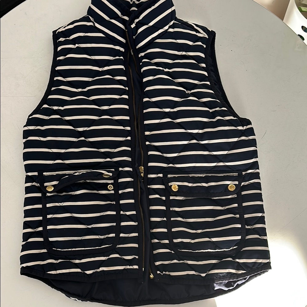Navy and White Striped Quilted Vest